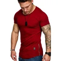 Amaci&Sons T-Shirt AUSTIN Herren Oversize Vintage Zipper Crew Neck Rundhals Basic Shirt