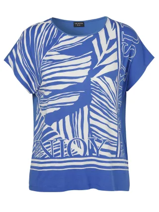 VIA APPIA DUE - T-Shirt Rundhals 1/2 Arm Druck taubenblau/creme - Gr. - 48
