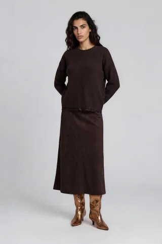 Milano Italy - A-shape midiskirt french pockets mocca - Gr. - 40