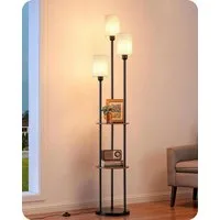 EDISHINE Stehlampe Wohnzimmer, LED wechselbar, warmweiß, Stehlampe mit Ablagen, 3-flammige Standleuchte