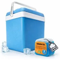 BigDean Kühlbox 24 Liter Set inkl. 6 Kühlakkus, blau/weiß, ohne Strom., 24 l, Camping, Picknick, Reisen, Festivals und Garten