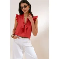Friends Like These Blusentop Friends Like These ärmellose Bluse mit Bindedetail (1-tlg)