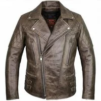 MDM Lederjacke Herren Retro Motorrad Lederjacke Vintage Bikerjacke Echtleder mit Protektoren