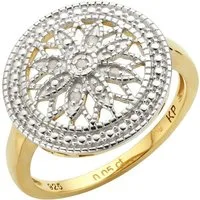 Diamonds by Ellen K. Fingerring Silber 925 vergoldet mit 5x Diamant zus. 0,05ct.