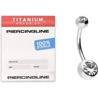 PIERCINGLINE Bauchnabelpiercing Sterilisiertes Titan Bananabell ZWEI KRISTALLE (Bananabells, 1-tlg)