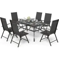 PHI VILLA Garten-Essgruppe, (6 Verstellbar mit 7 Sitzpositionen Gartenstühle klappbar, Terrassenmöbel Balkonmöbel Gartengarnitur Gartenmöbel Set), Wetterfest Garten Sitzgruppe