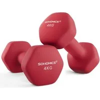 SONGMICS Kurzhantel Hanteln, 5 Gewichtsklasse, (2er Set Neopren-Beschichtung, Hantelset, Kurzhanteln, Hexagon), 2 x 4 kg, Krafttraining, Workout, Fitnesstraining, für Zuhause