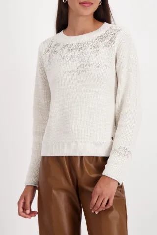 monari - Strickpullover mit Schriftmuster almond - Gr. - 42