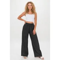 Kendindza Collection Leinenhose Sommerhose Damen leicht Locker weite Leinenhose Sommer Hose lang 100% Leinen, elastischer Gummibund, weites Bein Palazzo-Schnitt