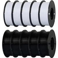 KINGROON Filament PETG 3D-Drucker Filament 1,75 mm 10 kg Schwarz & Weiß, 3D-Druckmaterialien Hohe Festigkeit, Einfach zu Drucken