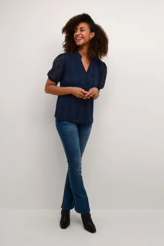 Kurzarm-Bluse Regular fit navy