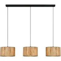 Briloner Leuchten LED Pendelleuchte Hängelampe Natur Stroh Bast 1-&3-flammig 485X, ohne Leuchtmittel, Abhängig vom Leuchtmittel, Hängelampe Natur max. 10W Esszimmer Wohnzimmer Küche