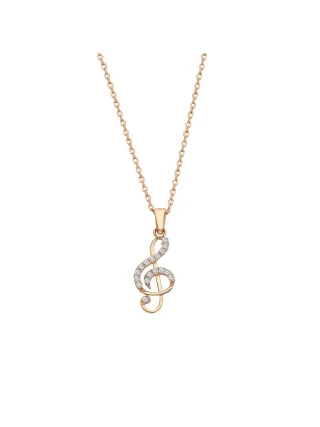 Dkeniz Anhänger mit Kette 925/- Sterling Silber rosevergoldet Glänzend 46cm Zirkonia Weiß