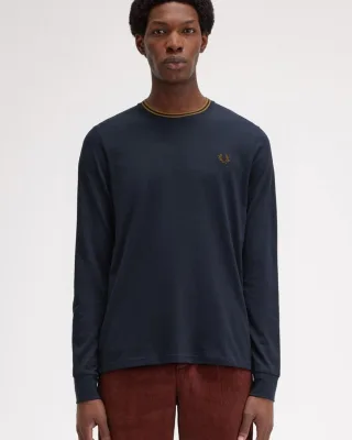 Fred Perry Herren Langarm Twin-Tipped T-Shirt