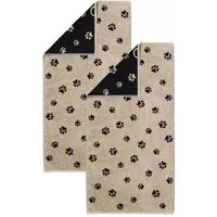 Cawö Handtuch 2 Stück Cawö We love Dogs Handtücher 6247-93 Pfoten Schwarz 50x100, Walkfrottier (Spar-Set, 2-St), 100% Baumwolle