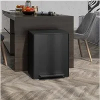HOMCOM Mülltrennsystem Mülleimer Küche Treteimer 2x30L mit Pedal Edelstahl, 2 Fächer, Soft-Close, Fingerabdruckfrei