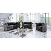 S-Style Möbel Polstergarnitur Chesterfield Leeds 3+2+1, (1x 3-Sitzer-Sofa, 1x 2-Sitzer-Sofa, 1x Sessel), mit Wellenfederung
