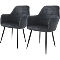 ML-DESIGN Stuhl Esszimmerstuhl ergonomisch & gepolstert, Esstischstuhl mit Rückenlehne (2 St), Wohnzimmerstuhl Dunkelgrau Samtbezug Küchenstuhl Polsterstuhl