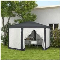 Outsunny Pavillon Partyzelt, Bierzelt mit Fenster, Reißverschlusstüren, mit 1 Seitenteilen, (Gartenzelt, Festzelt), mit 6 Seitenteilen, für Camping, Garten, Dunkelgrau