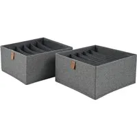 hausleben Organizer Box 2er Set – 6 Fächer je Box, Faltbare Aufbewahrungsbox aus Stoff 30x30x15cm