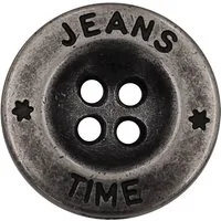 Hartmann-Knöpfe Jeansknopf 1 Set (10 Knöpfe) Metallknöpfe 4-Loch "Jeans Time" altsilber farben
