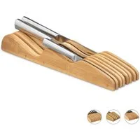 relaxdays Messerblock Bambus für Schublade, M