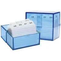 WEDO Karteikasten Karteibox A8 150 Karten incl. Karten und Register transluzent blau