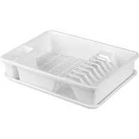 Engelland Geschirrständer Abtropfgestell, Abtropfgitter mit Wanne, für bis zu 9 Teller inkl. Besteck, spülmaschinengeeignet, BPA-frei