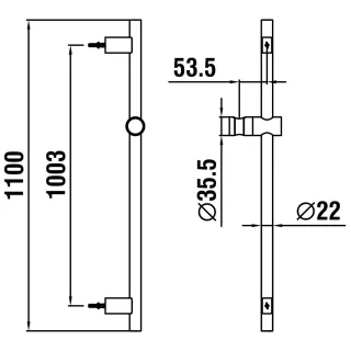 LAUFEN Brausestange TwinGliss , PVD Gold, Höhe 1100 mm Vollmetall Einfache Installation dank integri HF904794463000
