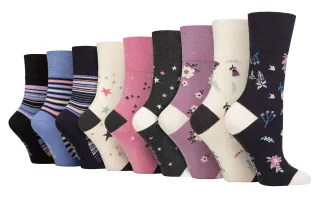 9er-Pack Bambus-Socken Damen | Gentle Grip | Extra Wide Soft Top Non Elastic Socken - SOLRM404142