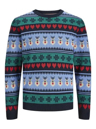 JACK&JONES - JORFESTIVE XMAS KNIT CREW NECK total eclipse - Gr. - XL