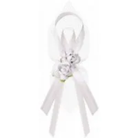 partydeco Hängedekoration Ordensband Hochzeit mit Rosen 11cm/6St. weiß