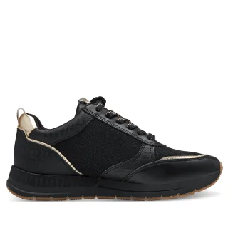 Tamaris Damen Schwarz Gold Fashion Schnür-Sneaker mit Reißverschluss
