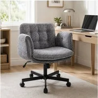 Leawin Drehstuhl Bürostuhl ergonomisch Schreibtischstuhl mit breitem Sitz, Mit Chenille-Bezug, 5-fach Armlehnen und 150 kg Tragkraft