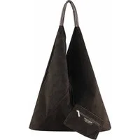 ITALYSHOP24 Schultertasche Made in Italy Damen XXL Leder Wildleder Tasche Shopper Umhängetasche, LEICHT SICHER & SMART unterm Arm tragbar MODERN & EDEL, CITY HOBO BAG