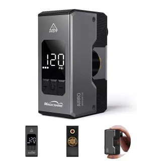 MAGICSHINE AIRRO Mini Bike Pump, Max 120 PSI Electric Bicycle Pump, Auto Stop, with Digital Pressure Gauge with Presta&S