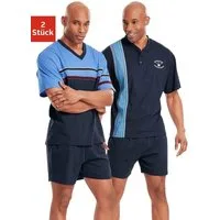 le jogger® Pyjama (Packung, 4 tlg., 2 Stück) kurzer Schlafanzug mit V-Auschnitt