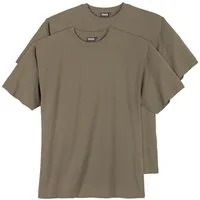ADAMO Rundhalsshirt XXL 2er Pack Basic T-Shirts khaki Adamo Fashion