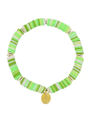 Fashionbox Armband Messing Vinylplättchen multi grün flexibel