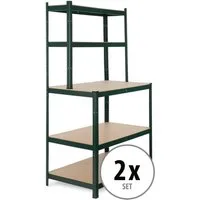 Stagecaptain Werkbank Werkbankregal - Robustes Steckregal für Werkstatt, Lagerraum, Keller, (2er Set, 2-tlg), Tragkraft gesamt: 625 kg