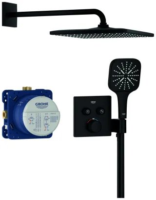 GROHE Unterputz-Duschsystem Grohtherm SmartControl 34865 THM eck. Form 2 ASV phantom black, 34865KF0 34865KF0