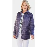 GOLDNER Steppjacke Leichte Steppjacke mit Kapuze, 71cm Unifarbenes Design mit verdecktem Verschluss und Stehkragen