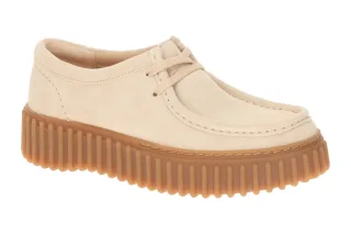 Clarks 26183642 4 TORHILL BEE Beige Damen Schn?r-Halbschuhe - bequem, Echtleder