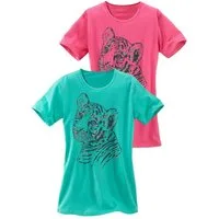Vivance by Lascana Nachthemd (Packung, 2 Stück) bequem mit coolem Raubtierdruck