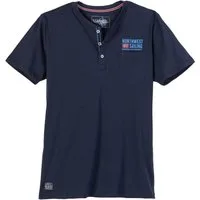 redfield Print-Shirt Redfield XXL Henley-T-Shirt navy Brusttasche