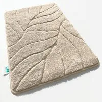 Floordirekt Badematte Maris – Flauschiger Badteppich, Blattstruktur, rutschfest & waschbar, rutschhemmend beschichtet, fußbodenheizungsgeeignet, schnell trocknend, Polyester, für Fußbodenheizung geeignet, dichter Flor, 40x60 cm, Ivory