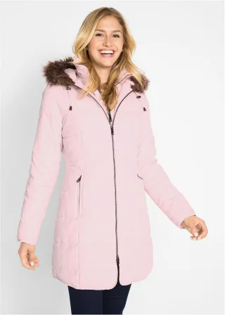 bonprix Steppjacke mit Kapuze gefüttert, rosa, Gr.50, Wärmender Steppmantel mit Fellimitat
