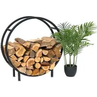 DanDiBo Kaminholzregal Metall Schwarz Rund 60 cm Kaminholzständer Kaminholz, Freistehendes Kaminholzregal