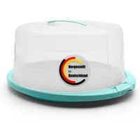 BigDean Kuchentransportbox Tortenglocke Rund mit Kühlfach in Eisblau Made in Germany, Kunststoff, (Set, 1-tlg., Tortenbehälter), Stabiler Griff, Kühlfach für Kühlakku