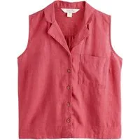 Next Hemdbluse Ärmellose Bluse mit Reverskragen und Leinenanteil (1-tlg)